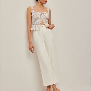 White Wide-Leg High Waist Cotton Jean Pants Size S NWT Commense